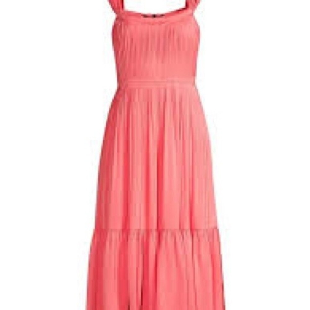 NWT Kobi Halperin Womens Sasha coral pink Calf Casual Midi Tiered Dress Sz M
